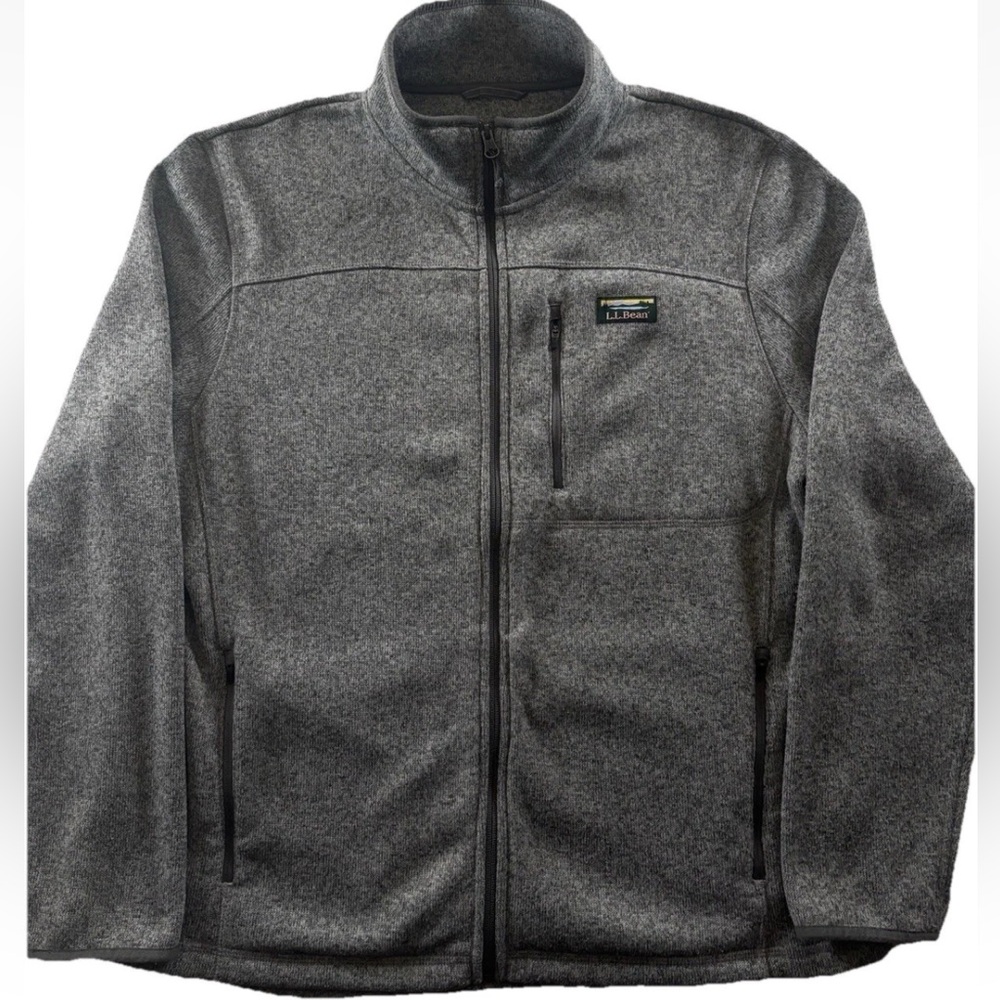 L.L. BEAN MEN’S XL SWEATER FLEECE FULL ZIP JACKET GRAY HEATHER MOCK NECK COAT